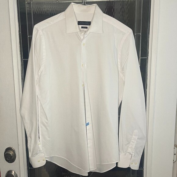 Zara Man Textured White Dress Shirt Men’s L Slim Fit - Picture 1 of 3